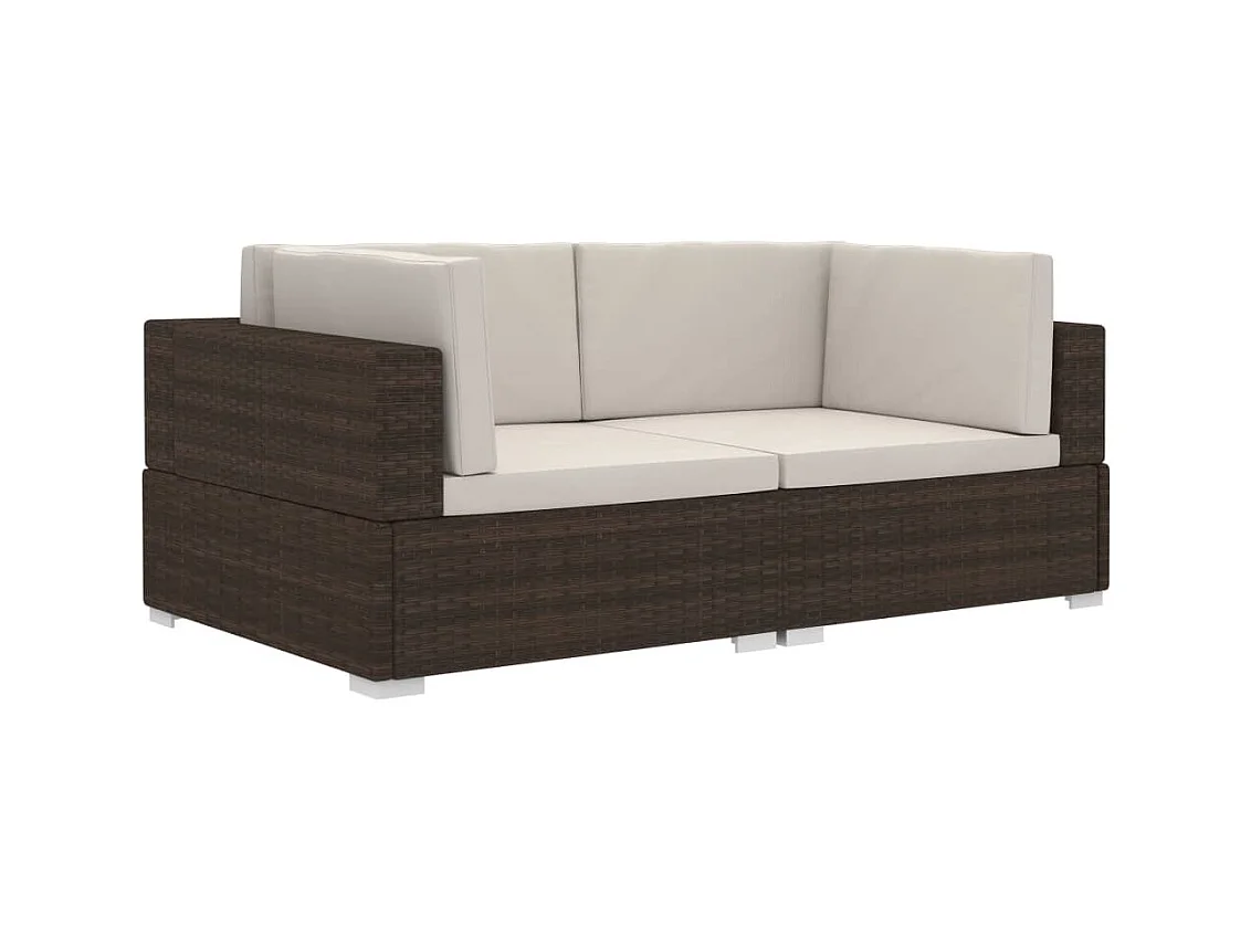 Lot de 2 Chaises d'angles avec coussins Résine tressée Marron FR50658