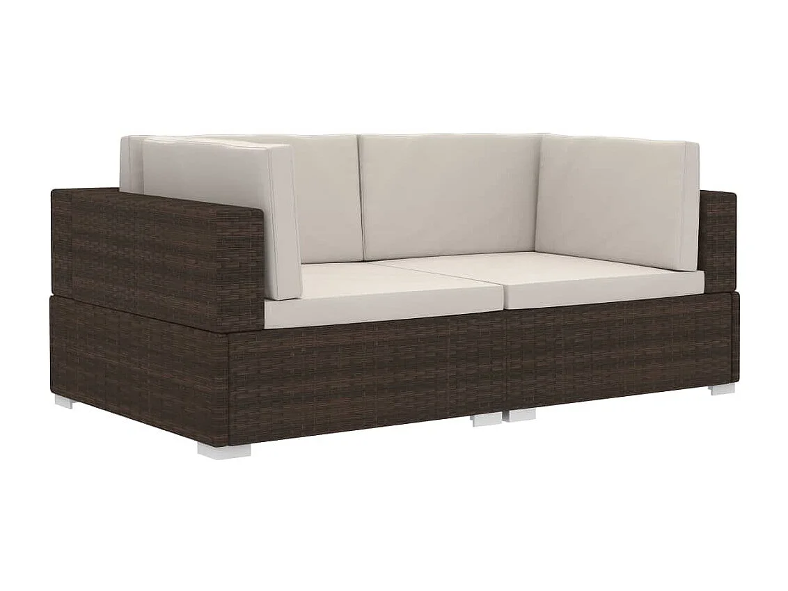 Lot de 2 Chaises d'angles avec coussins Résine tressée Marron FR50658