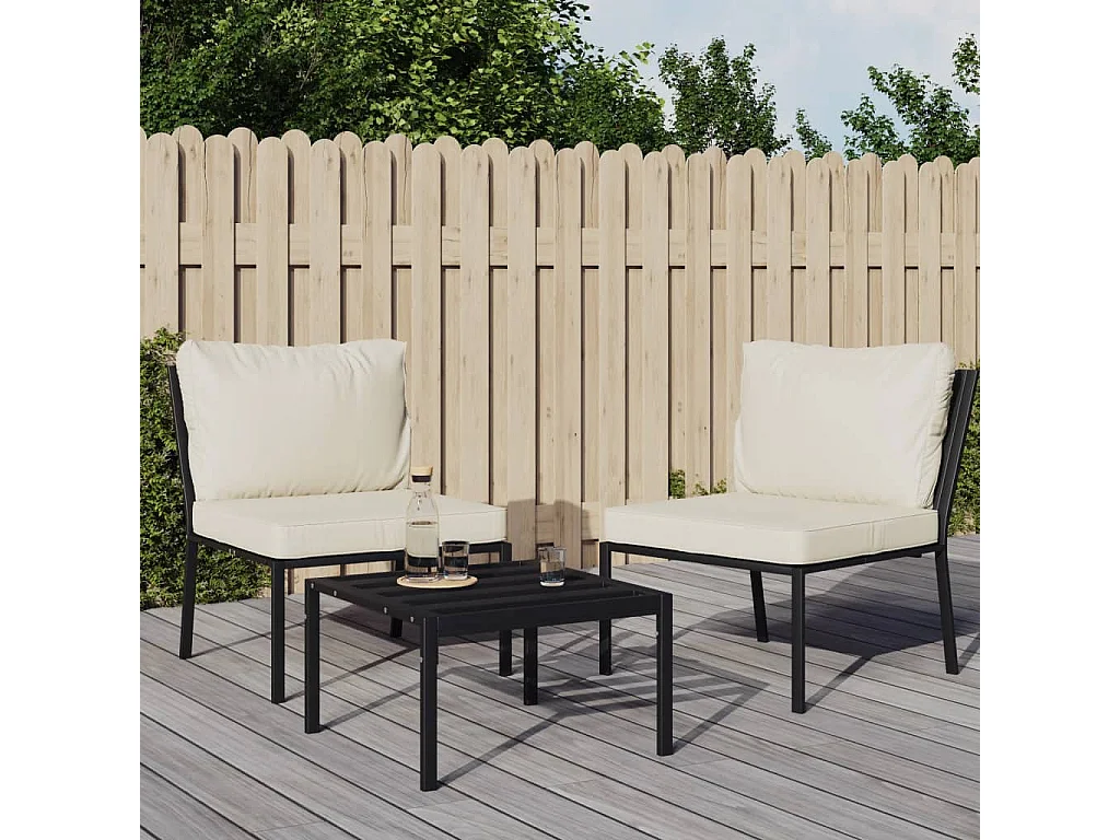 Lot de 2 Chaises de jardin avec coussins sable 60x74x79 cm acier FR58933