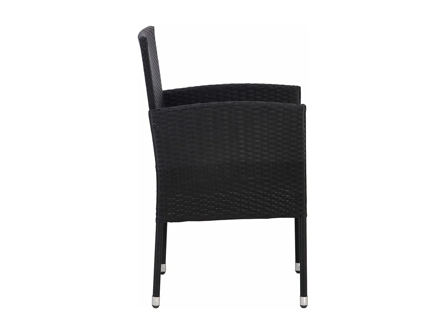 Tuinstoelen 4 st met crèmewitte kussens poly rattan zwart BE837771