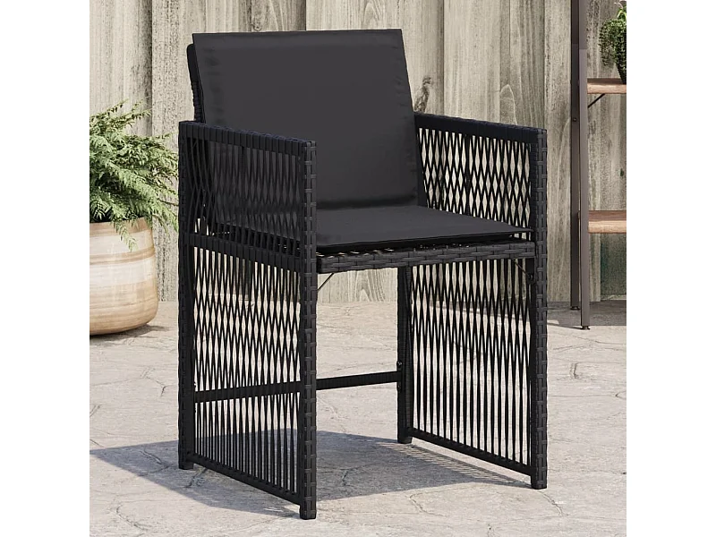 Lot de 4 Chaises de jardin avec coussins noir résine tressée FR428640