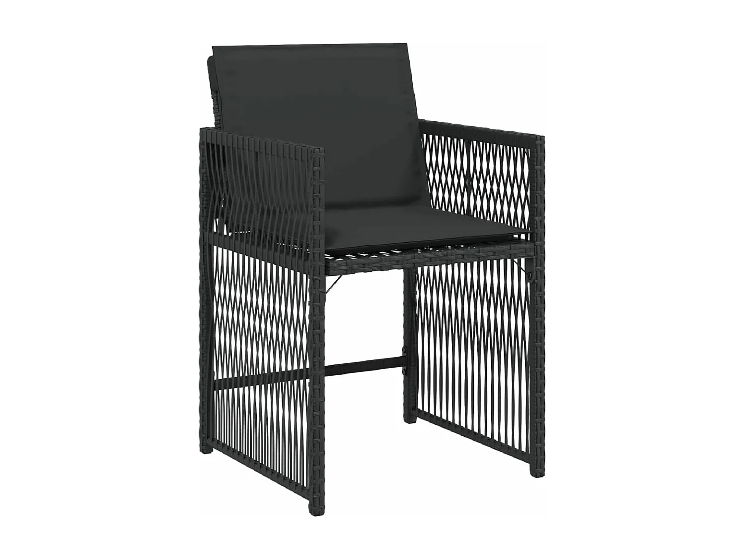 Lot de 4 Chaises de jardin avec coussins noir résine tressée FR428640