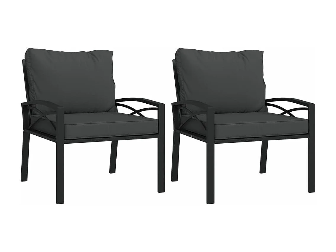 Lot de 2 Chaises de jardin avec coussins gris 68x76x79 cm acier FR50184
