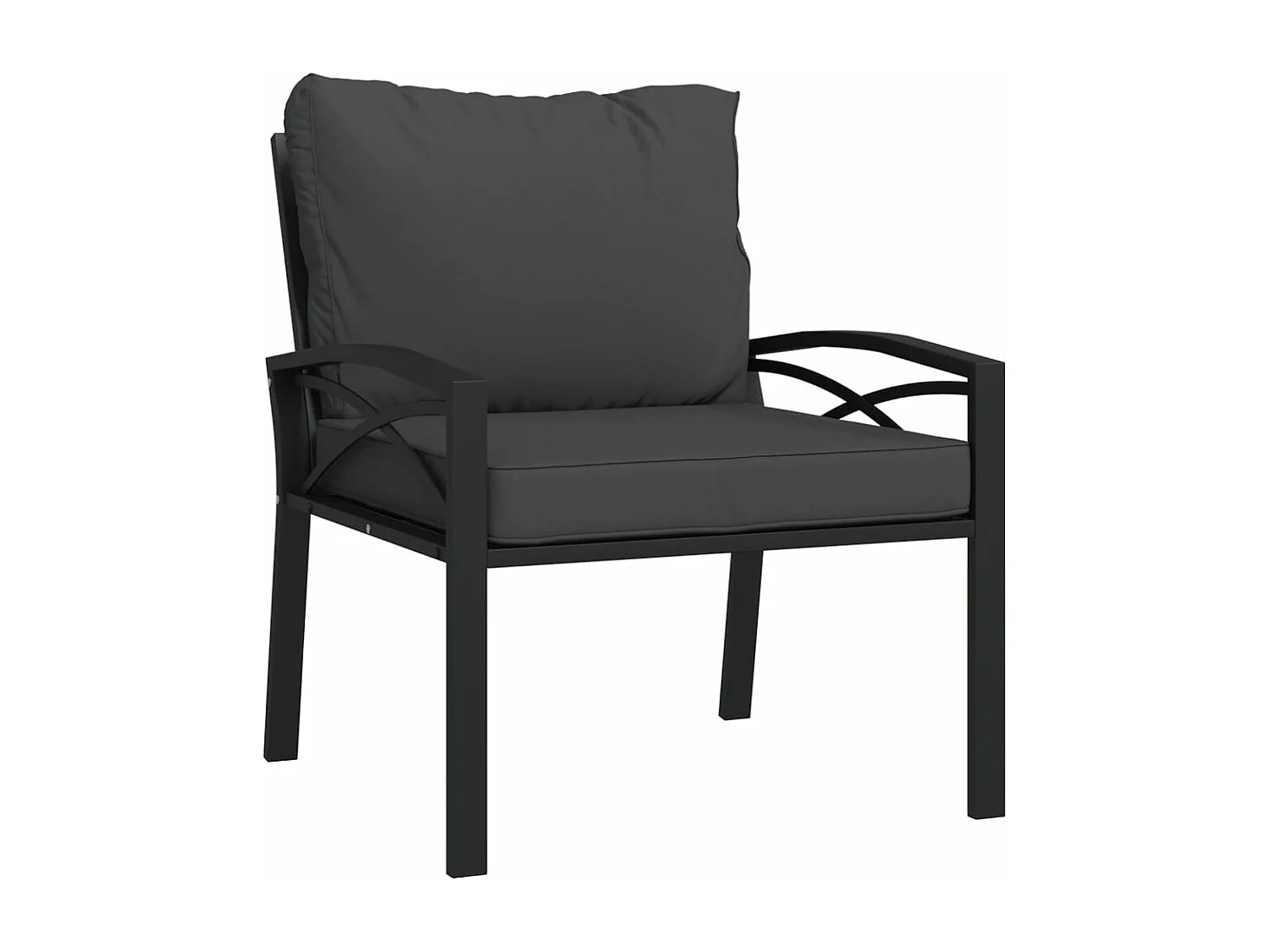 Lot de 2 Chaises de jardin avec coussins gris 68x76x79 cm acier FR50184