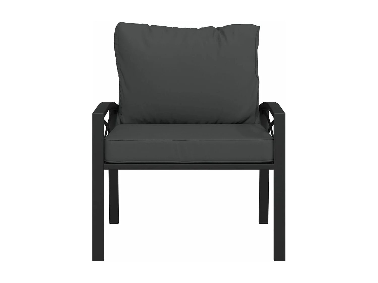 Lot de 2 Chaises de jardin avec coussins gris 68x76x79 cm acier FR50184