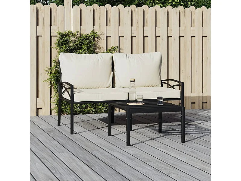 Lot de 2 Chaises de jardin avec coussins sable 62x75x79 cm acier FR90716