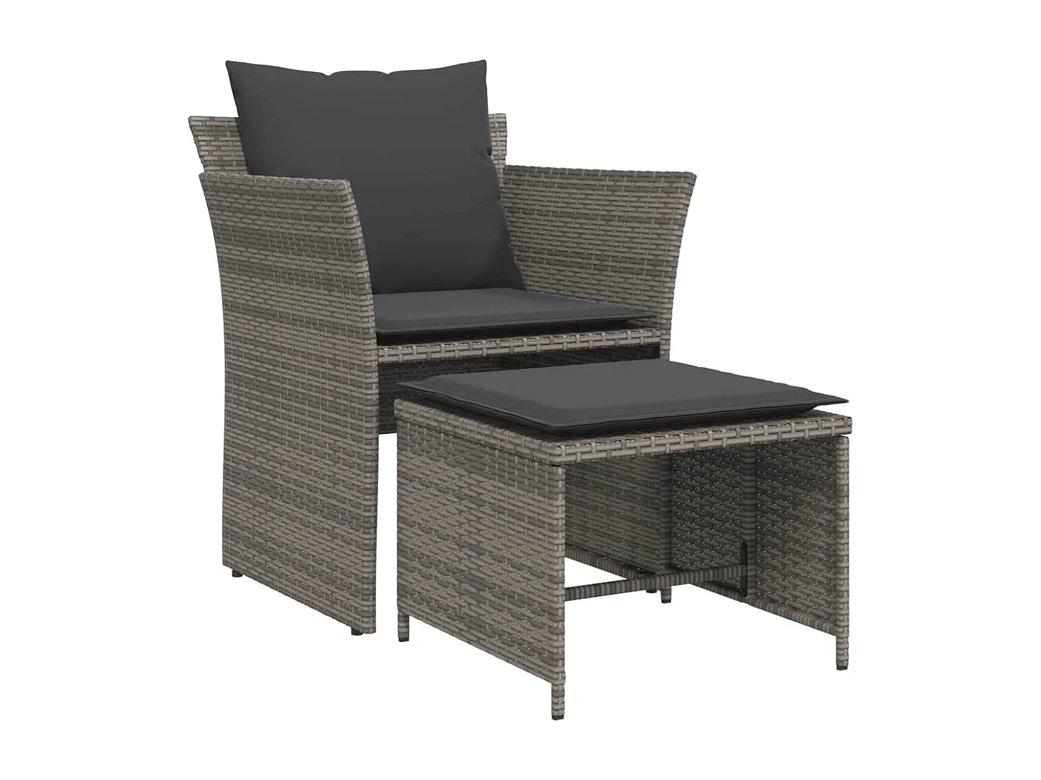 Sillón de jardín con reposapiés ratán sintético gris ES126221