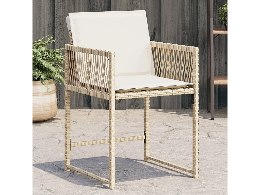 Lot de 4 Chaises de jardin avec coussins beige résine tressée FR675948