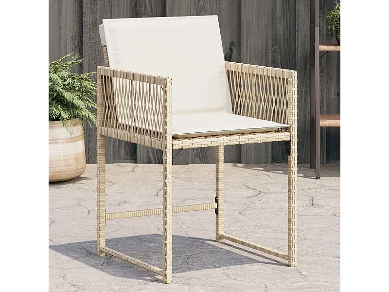 Lot de 4 Chaises de jardin avec coussins beige résine tressée FR675948
