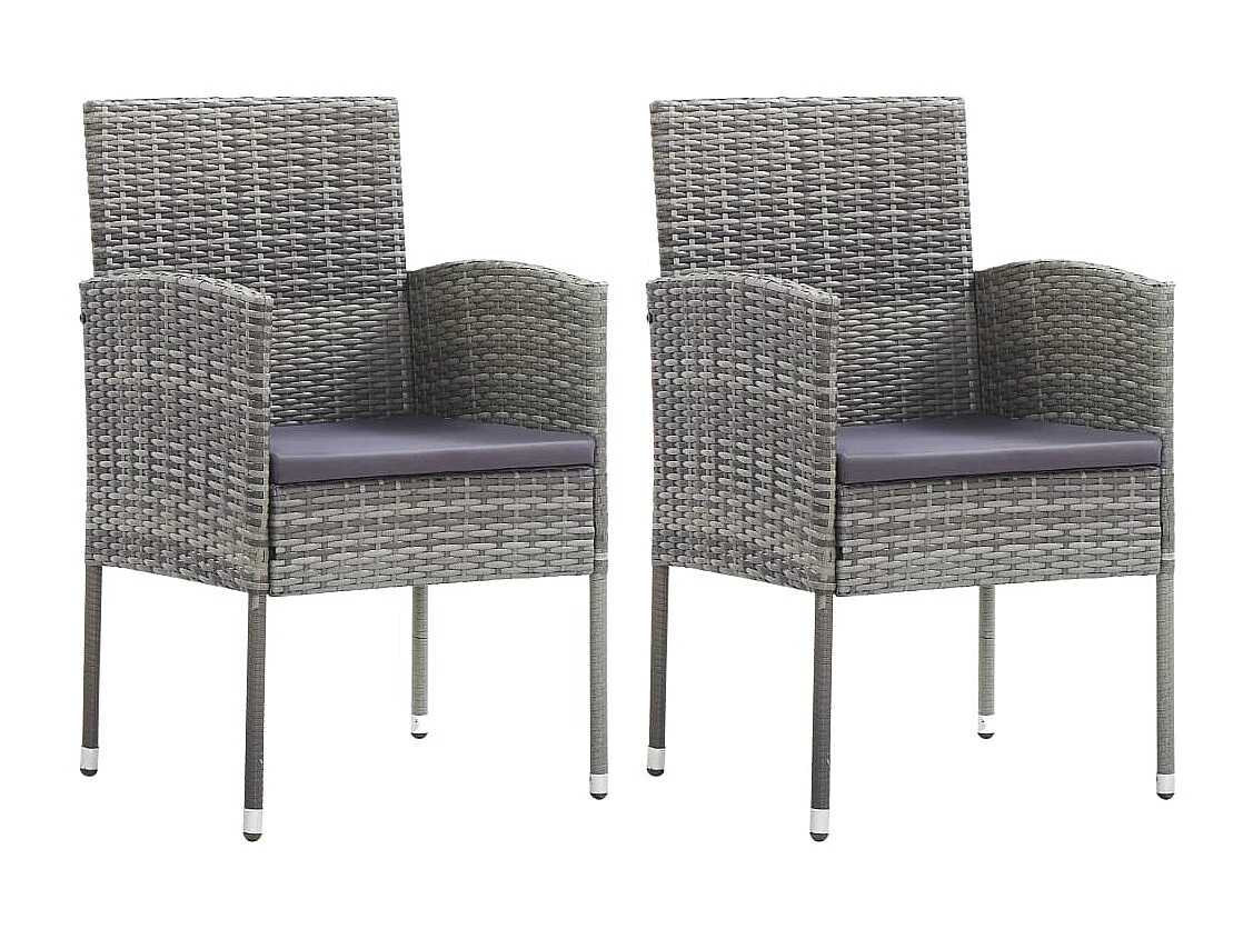 Lot de 2 Chaises de jardin coussins gris foncé résine tressée FR476375
