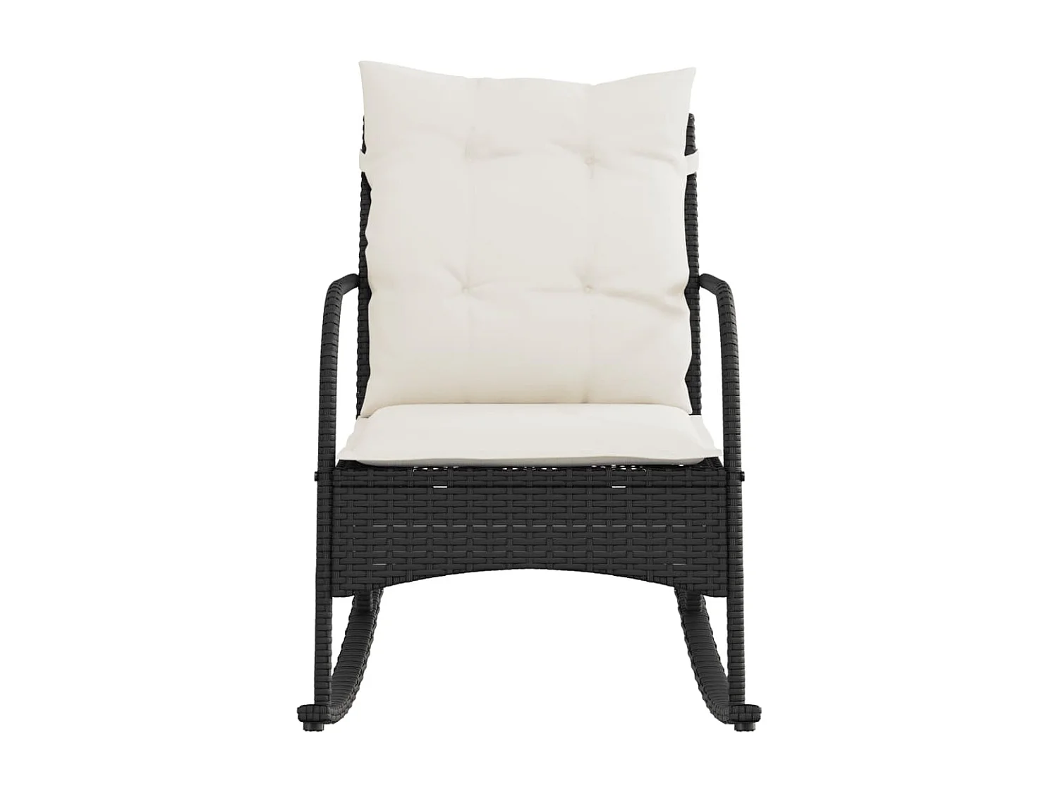 Chaise à bascule de jardin avec coussins noir résine tressée FR703142