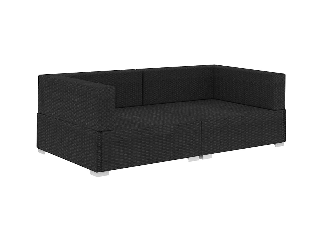 Lot de 2 Chaises d'angles avec coussins Résine tressée Noir FR23629
