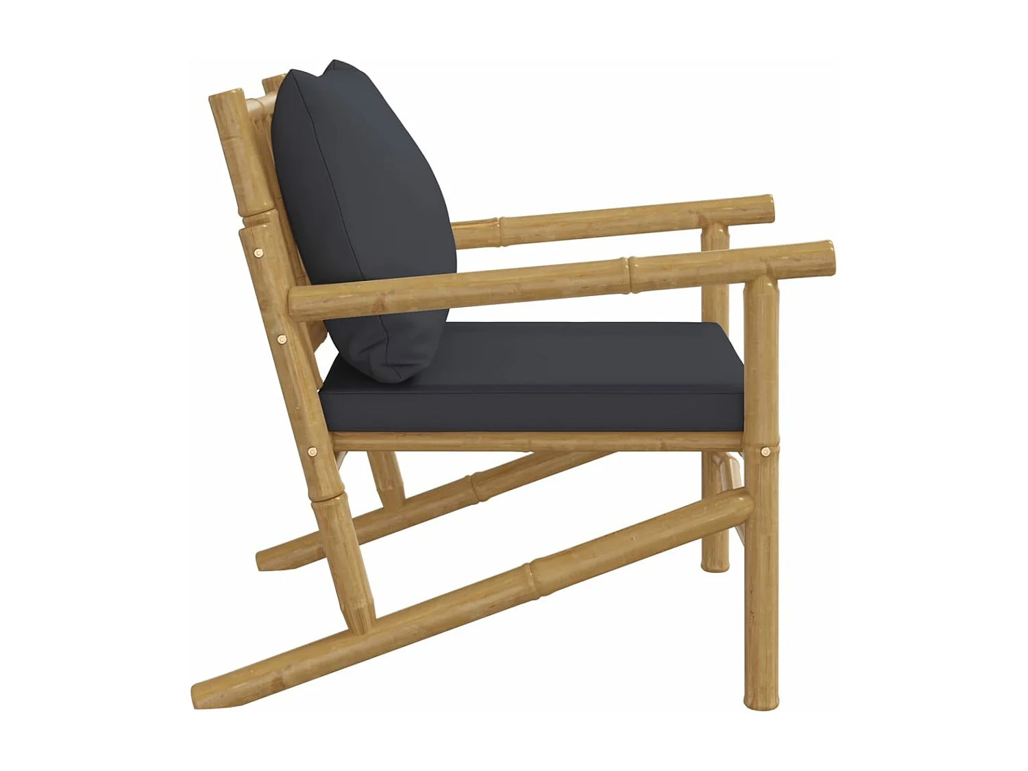 Lot de 2 Chaises de jardin avec coussins gris foncé bambou FR69217