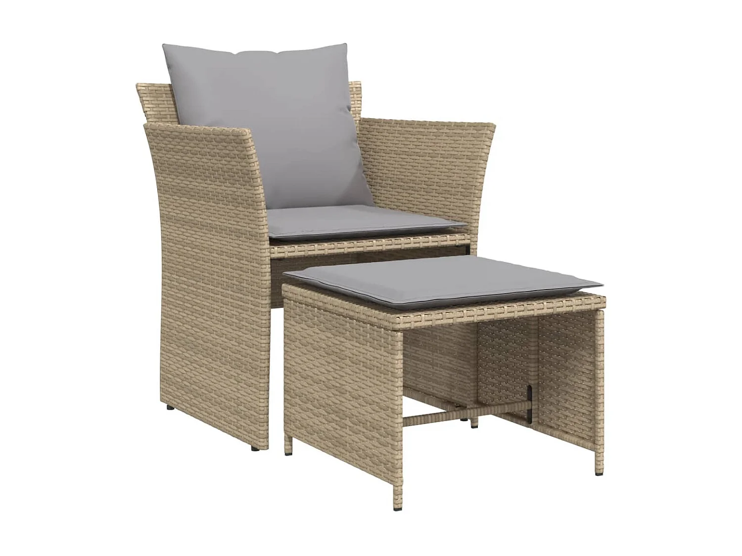 Chaise de jardin avec tabouret beige résine tressée FR34539