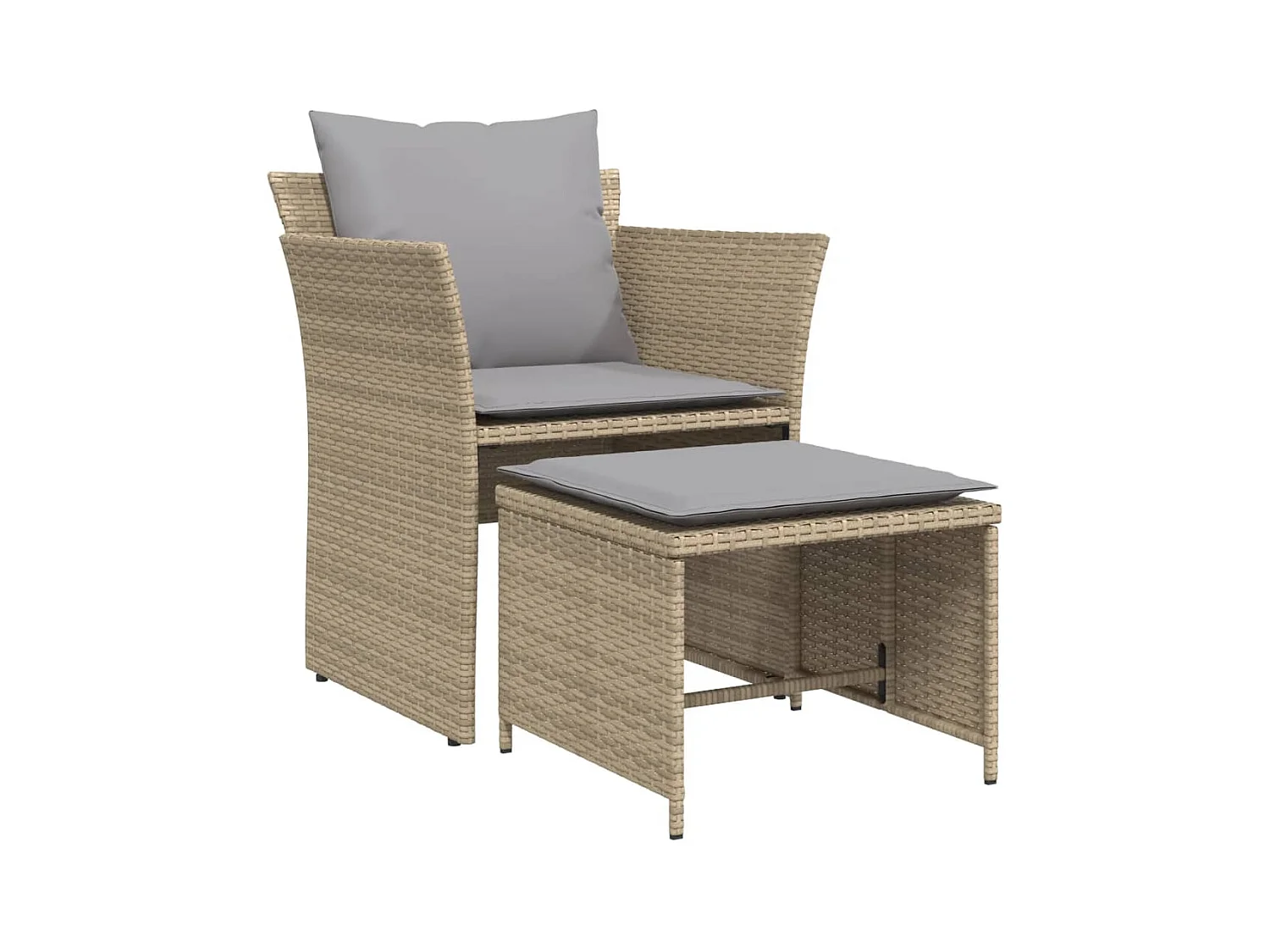 Chaise de jardin avec tabouret beige résine tressée FR34539