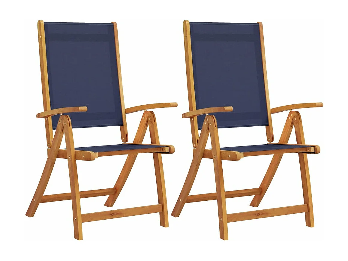 Lot de 2 Chaises pliables de jardin bois d'acacia et textilène FR376753