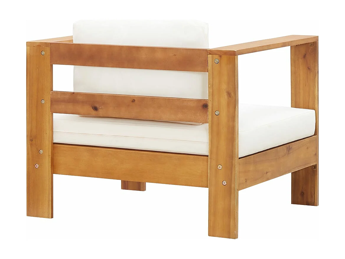 Chaise de jardin avec coussin Crème Bois d'acacia solide FR16814