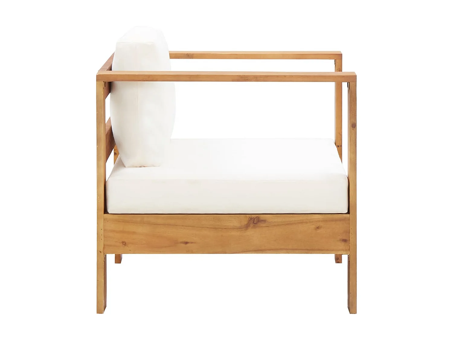 Silla de jardín con cojín madera maciza de acacia color crema ES870798