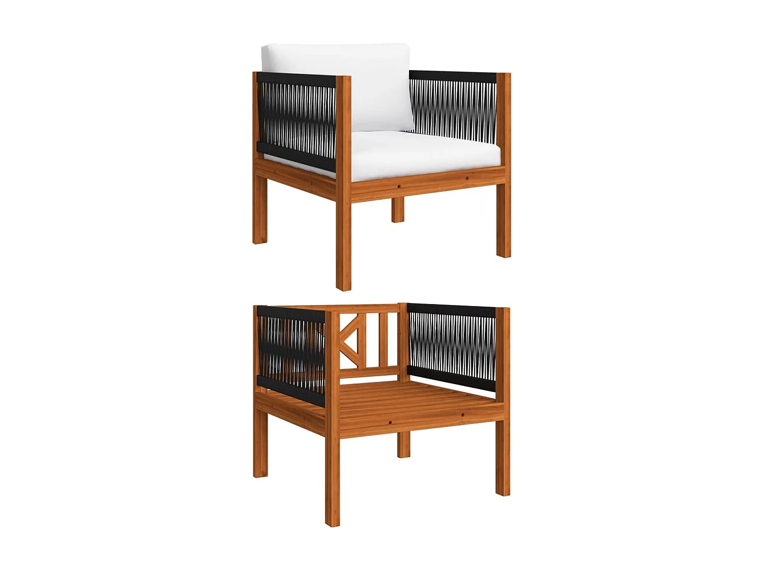 Silla de jardín con cojín madera maciza de acacia ES285265