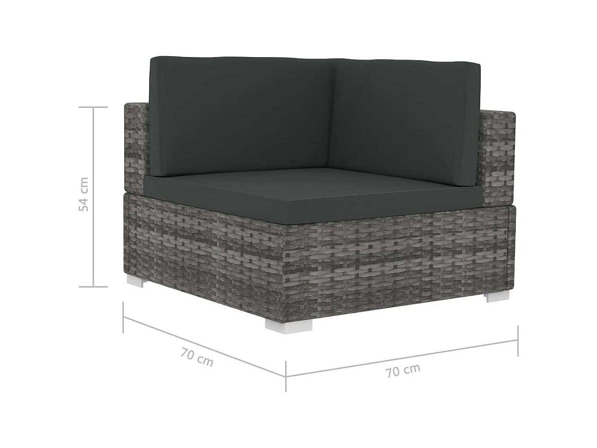 Lot de 2 Chaises d'angles avec coussins Résine tressée Gris FR16323