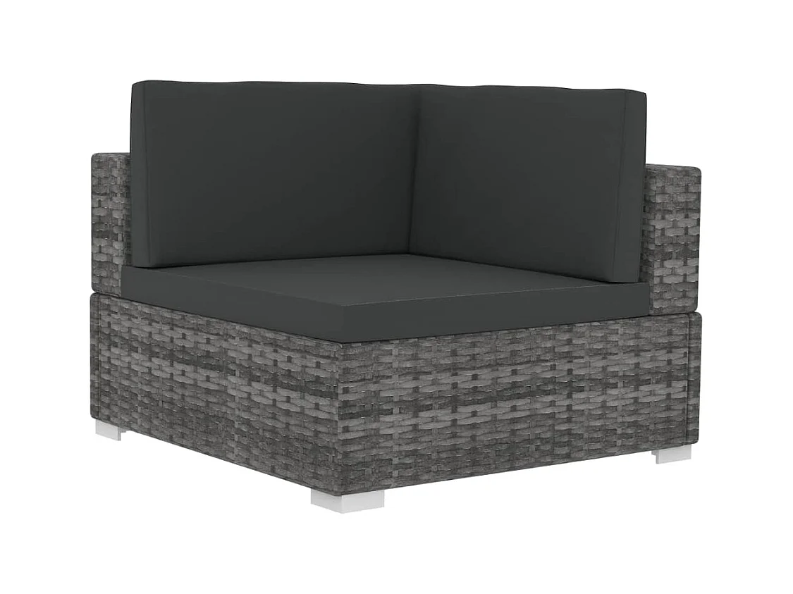 Lot de 2 Chaises d'angles avec coussins Résine tressée Gris FR16323