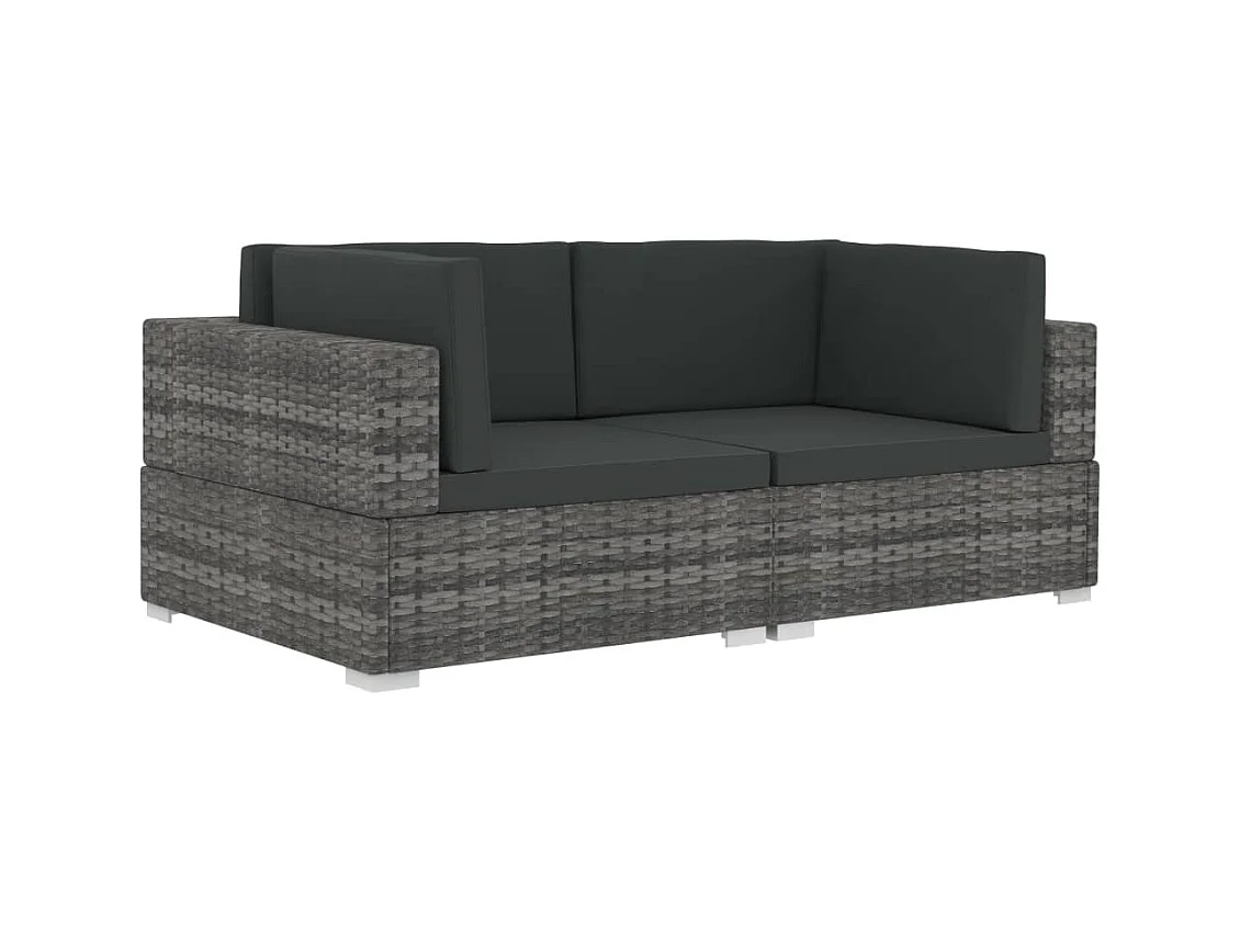 Lot de 2 Chaises d'angles avec coussins Résine tressée Gris FR16323