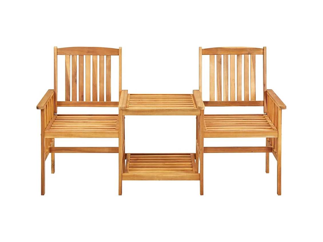 Chaises de jardin avec table à thé et coussins Acacia solide FR39866
