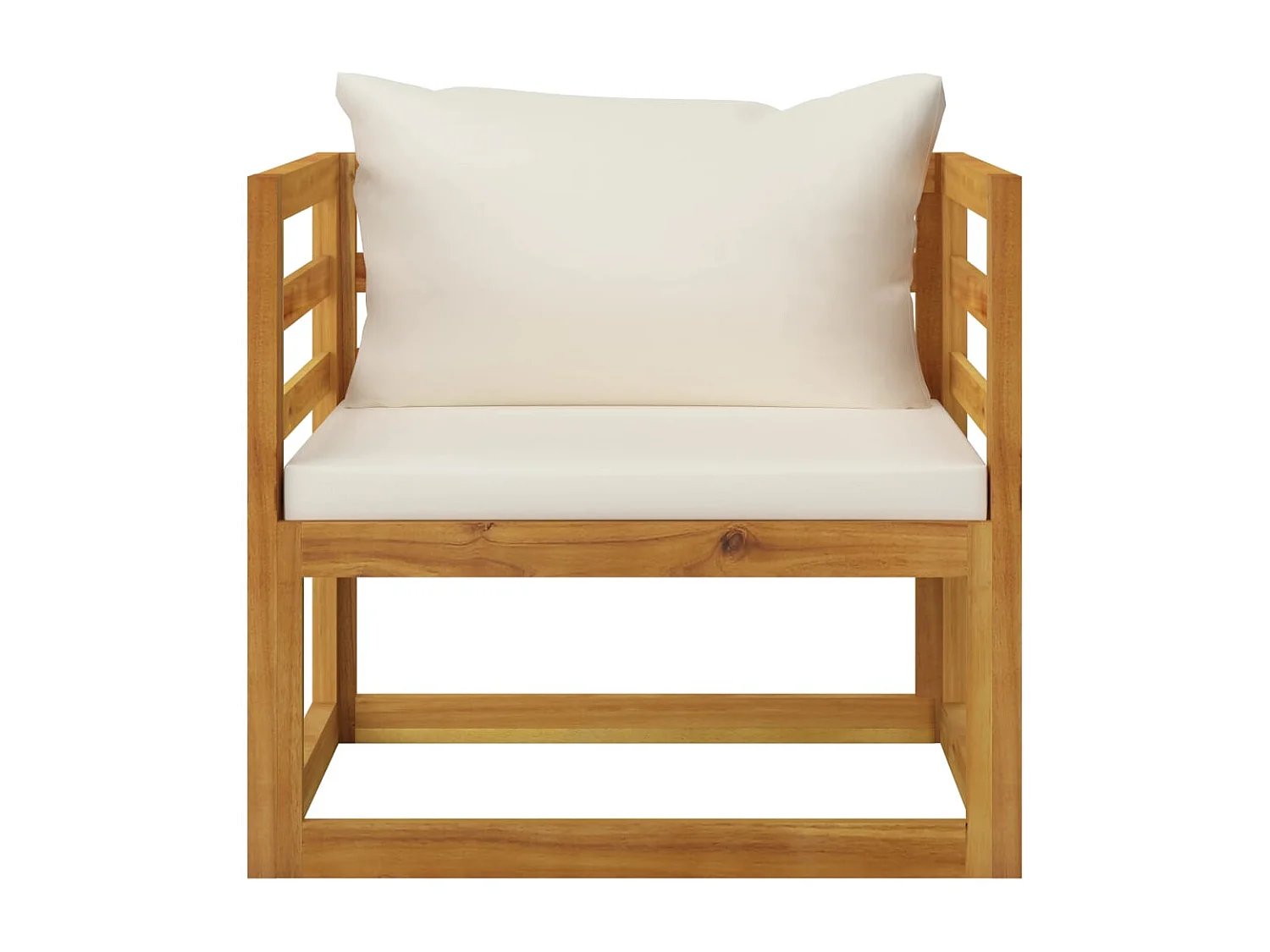 Tuinstoel met crèmekleurige kussens massief acaciahout BE234375