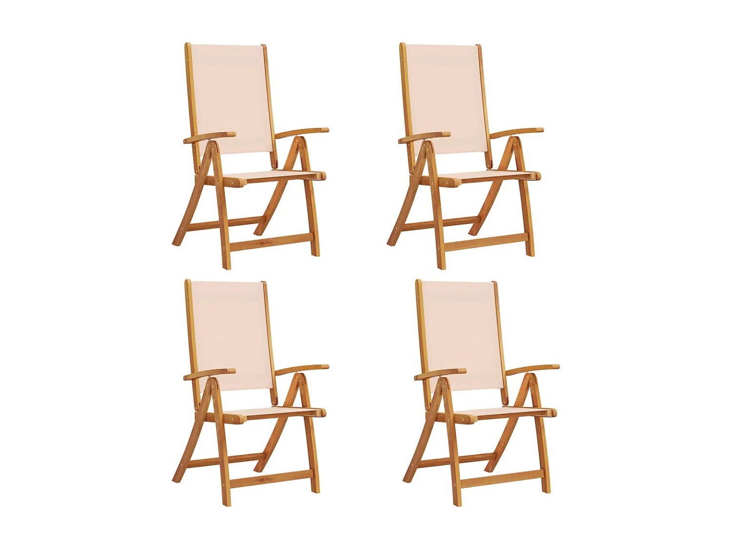 Lot de 4 Chaises pliables de jardin bois d'acacia et textilène FR502655