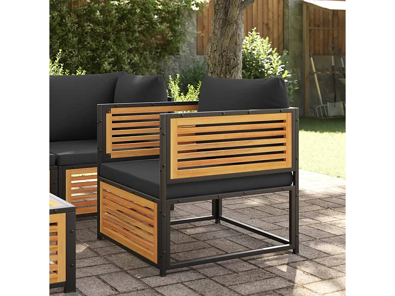 Sillón de jardín con cojines madera maciza de acacia ES505063