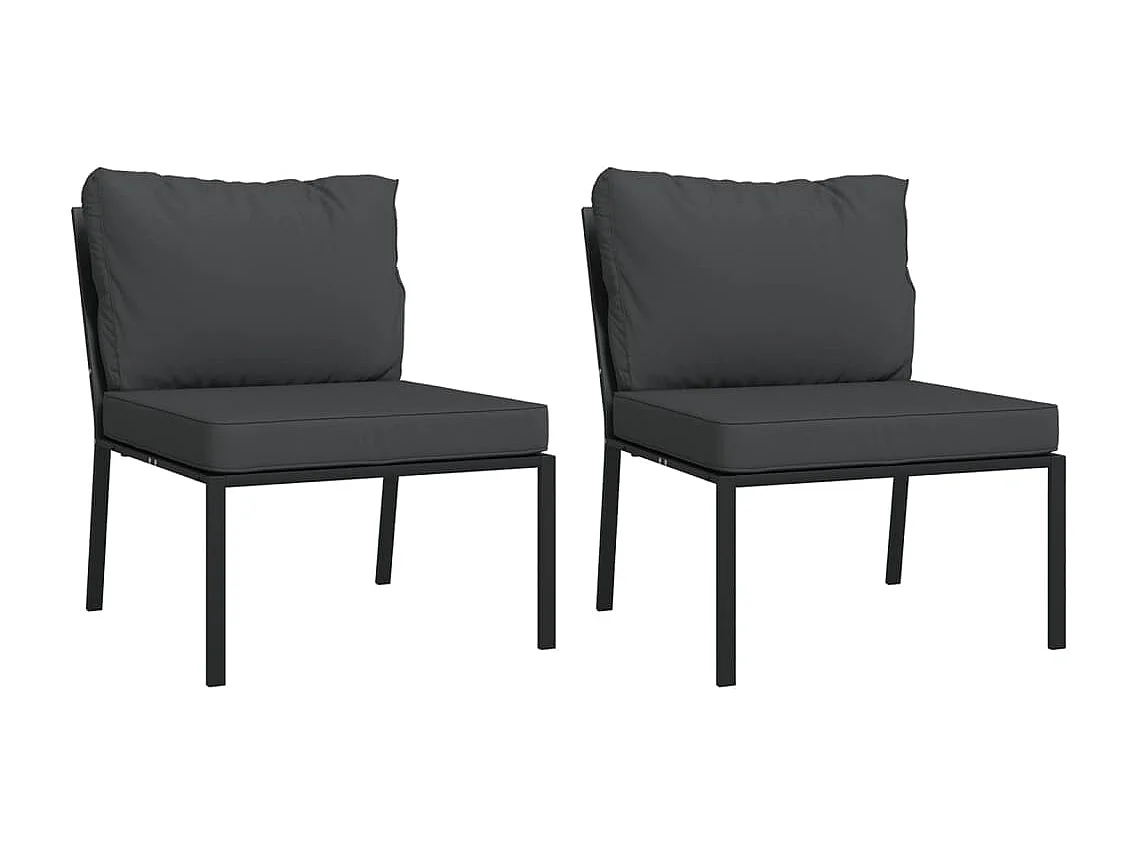 Lot de 2 Chaises de jardin avec coussins gris 60x74x79 cm acier FR51189