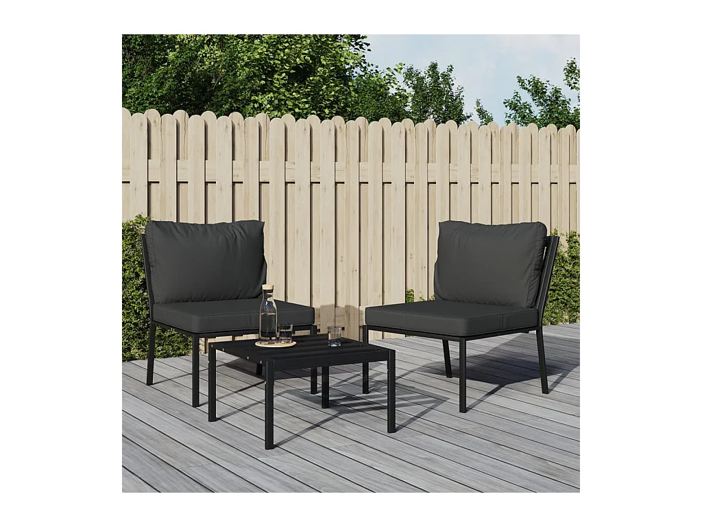 Lot de 2 Chaises de jardin avec coussins gris 60x74x79 cm acier FR51189