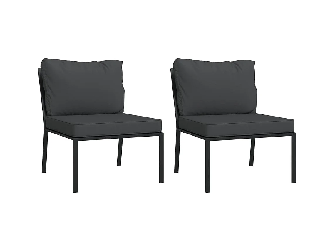 Lot de 2 Chaises de jardin avec coussins gris 60x74x79 cm acier FR51189