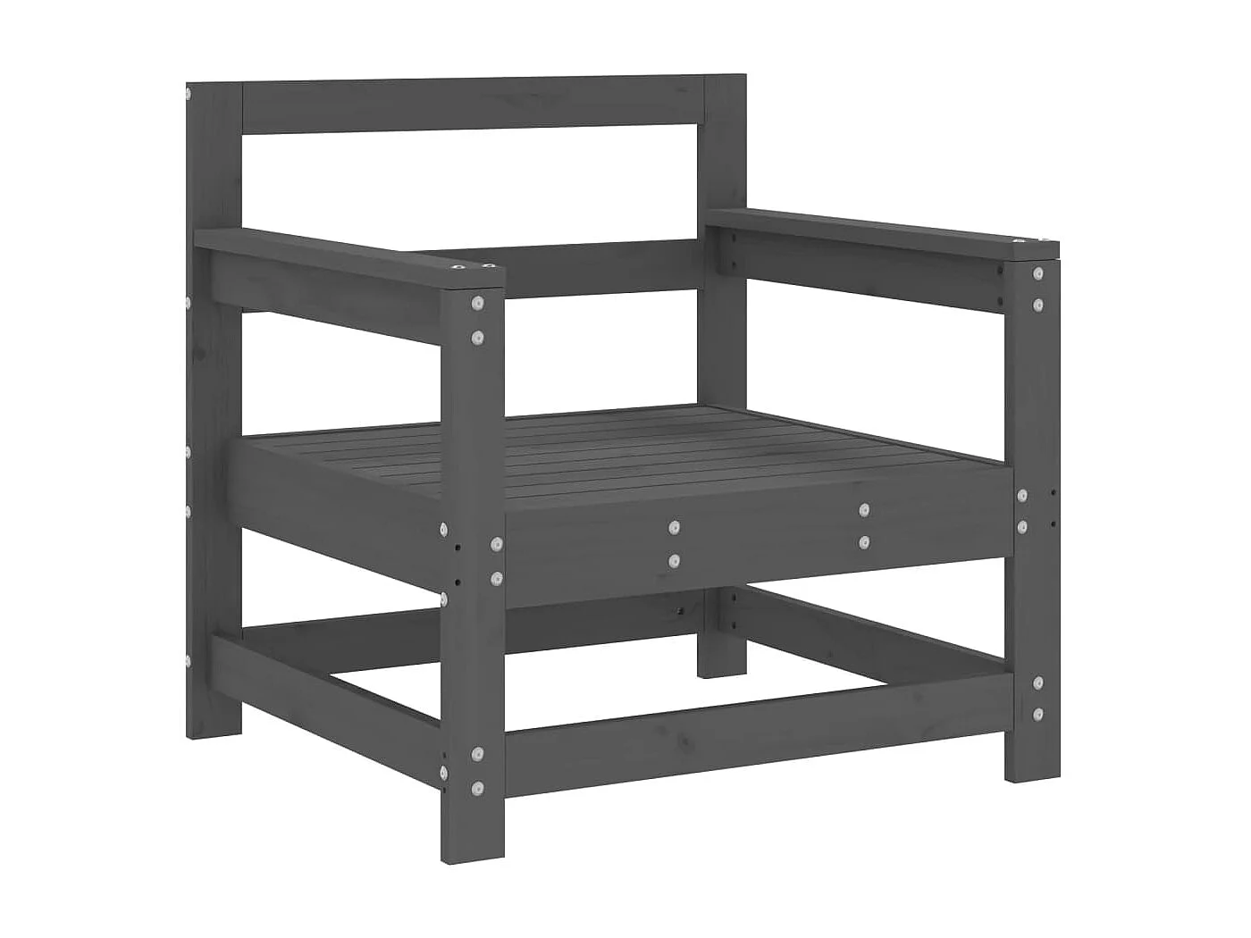 Lot de 2 Chaises de jardin gris bois massif de pin FR86898