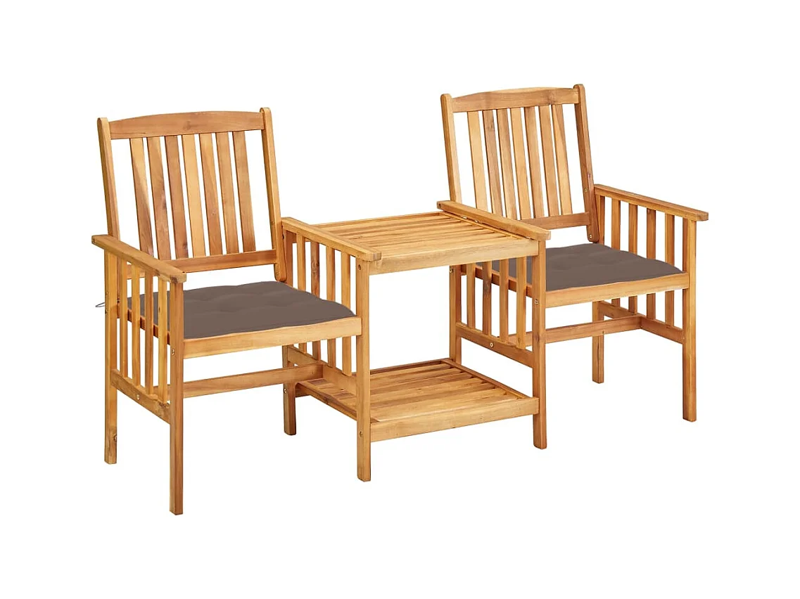 Tuinstoelen met tafeltje en kussens massief acaciahout BE539848