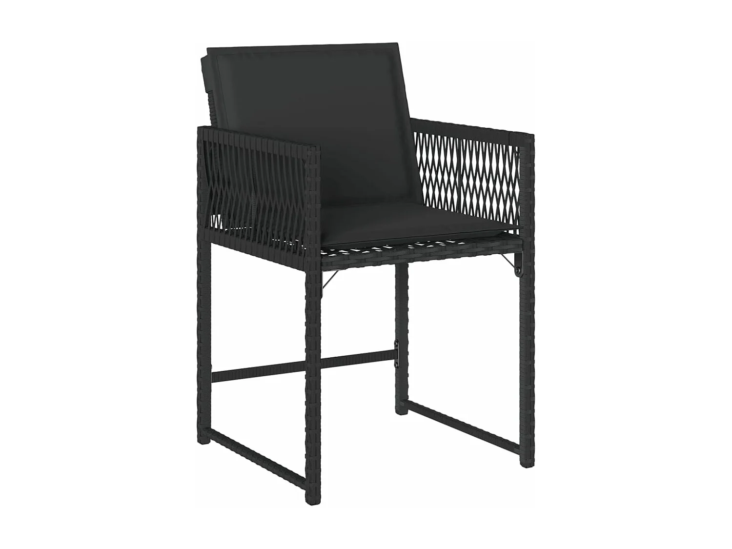 Lot de 4 Chaises de jardin avec coussins noir résine tressée FR699224