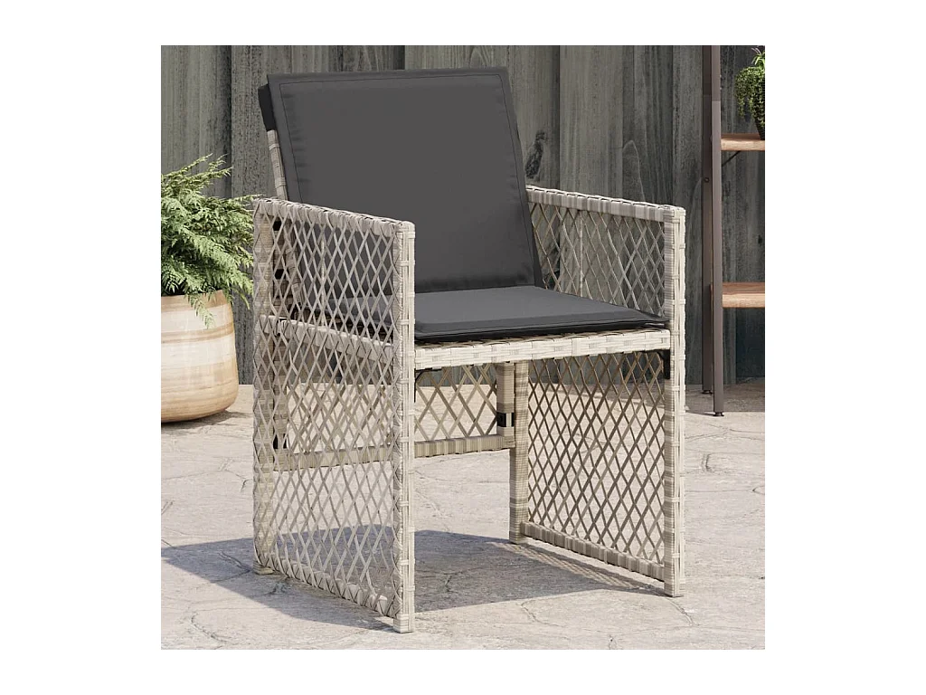 Lot de 4 Chaises de jardin avec coussins gris clair poly rotin FR401369