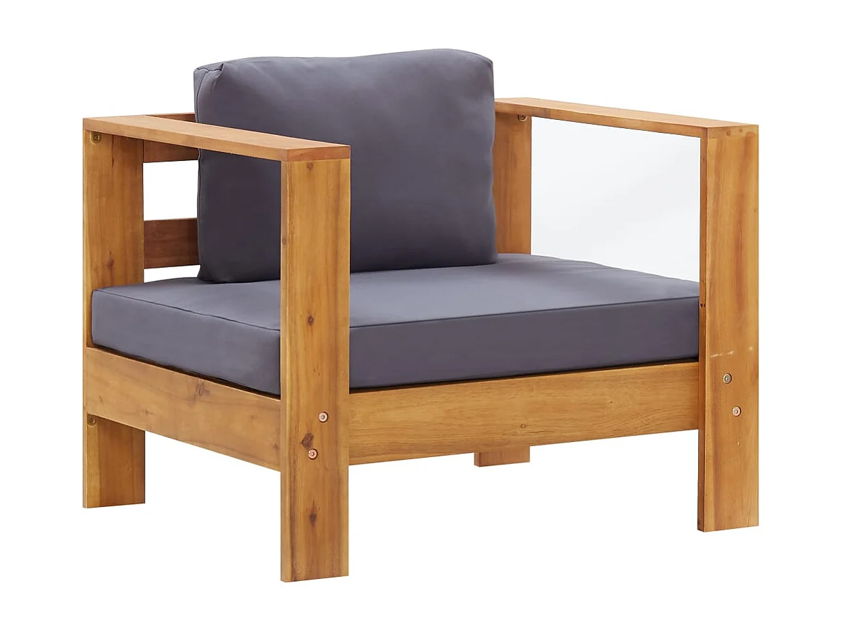 Chaise de jardin avec coussin Gris foncé Bois d'acacia solide FR52244