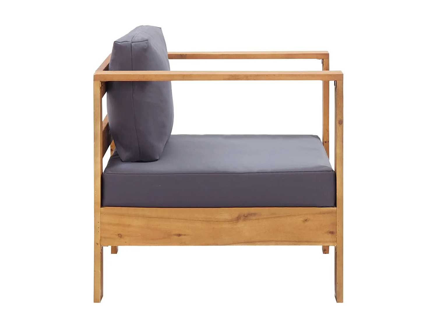 Chaise de jardin avec coussin Gris foncé Bois d'acacia solide FR52244