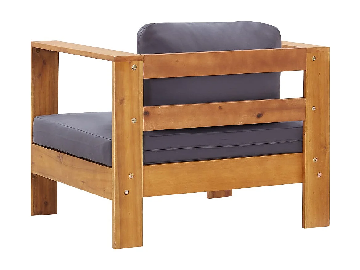 Chaise de jardin avec coussin Gris foncé Bois d'acacia solide FR52244
