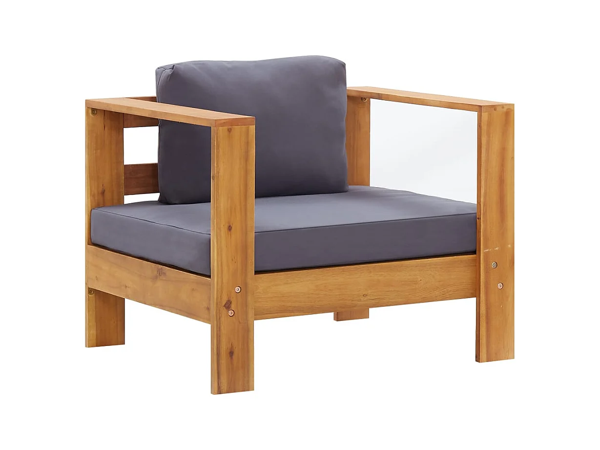 Chaise de jardin avec coussin Gris foncé Bois d'acacia solide FR52244
