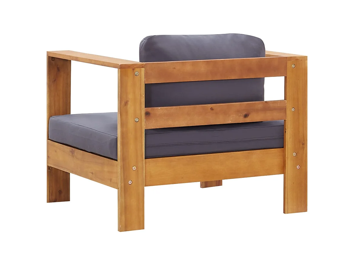 Chaise de jardin avec coussin Gris foncé Bois d'acacia solide FR52244