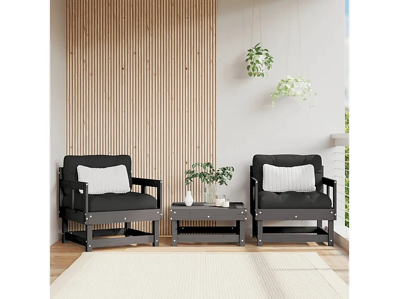 Sillones de jardín 2 unidades madera maciza de pino gris ES162987