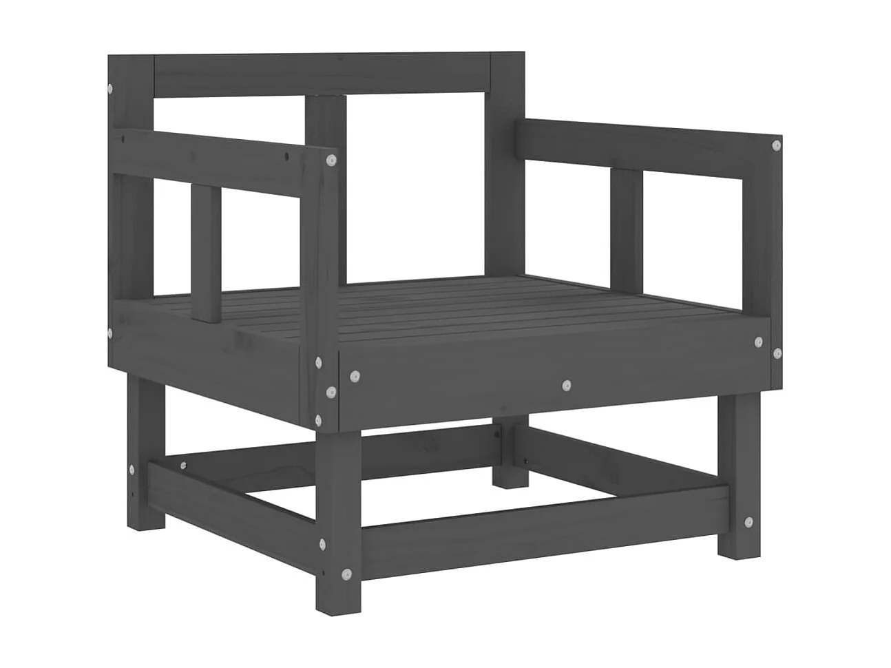 Lot de 2 Chaises de jardin gris bois massif de pin FR38967