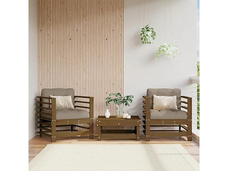 Sillones de jardín 2 unidades madera maciza pino marrón miel ES729955