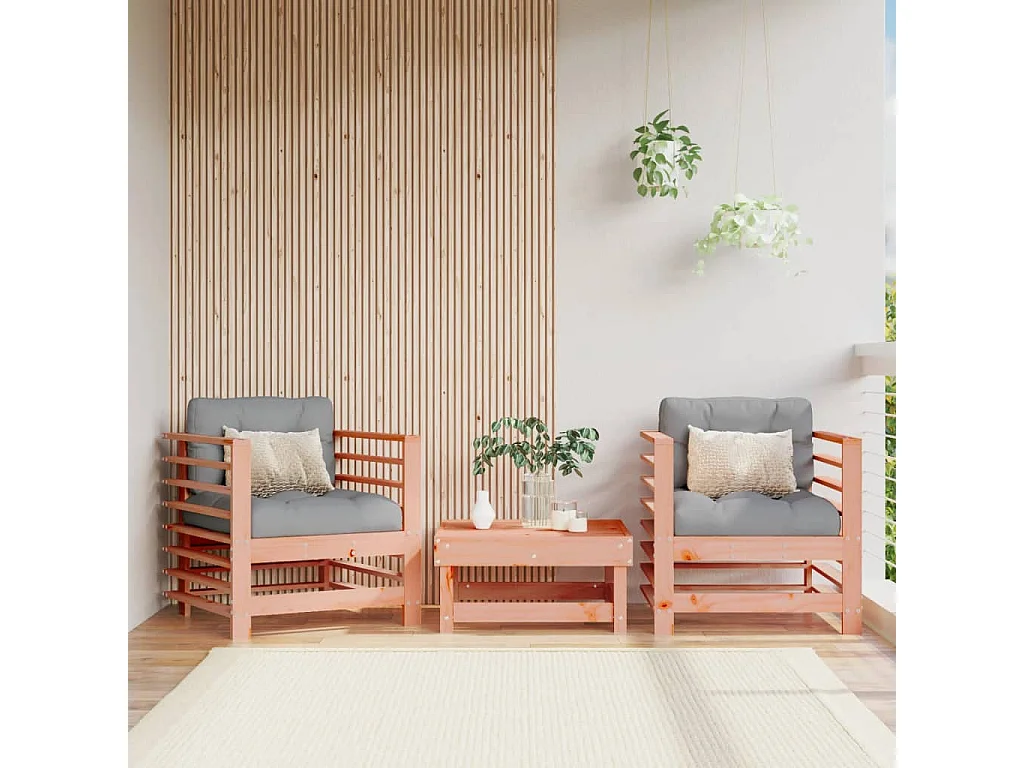 Lot de 2 Chaises de jardin cm bois massif douglas FR13578