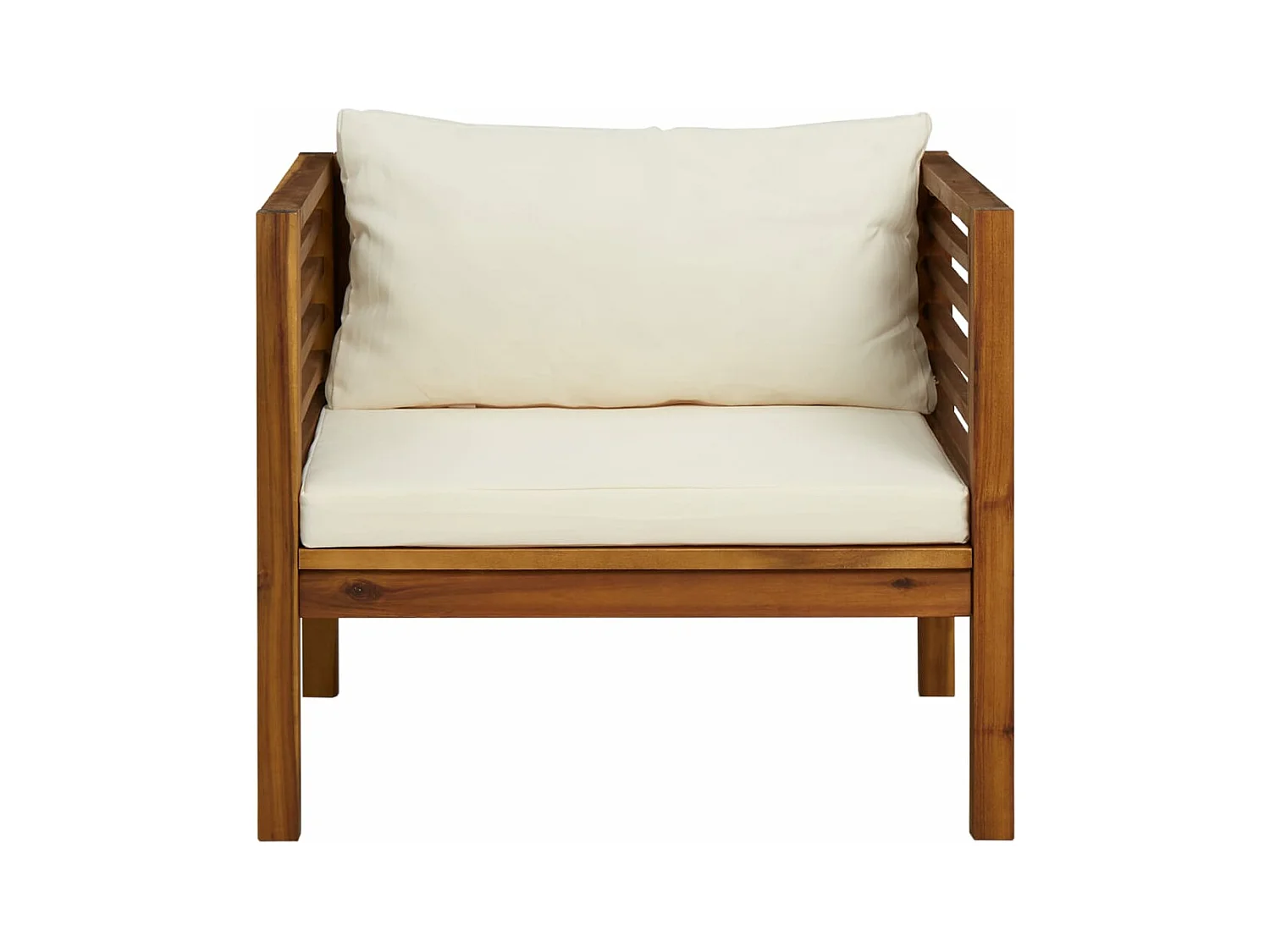 Chaise de jardin avec coussins blanc crème Bois d'acacia massif FR76429