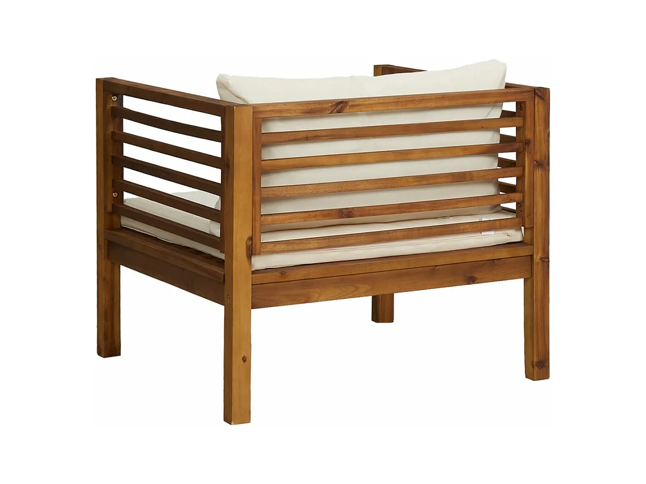 Chaise de jardin avec coussins blanc crème Bois d'acacia massif FR76429