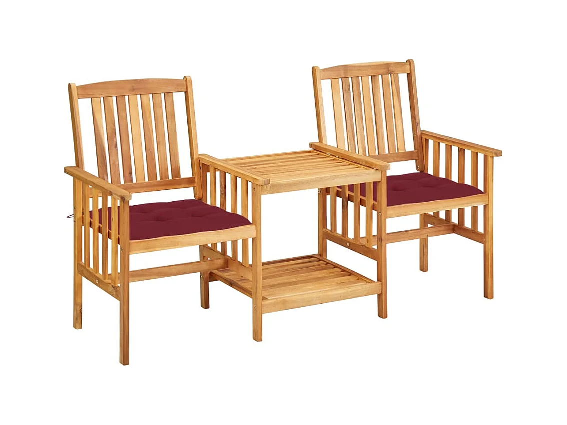 Sillas y mesita de jardín con cojines madera maciza acacia ES696266