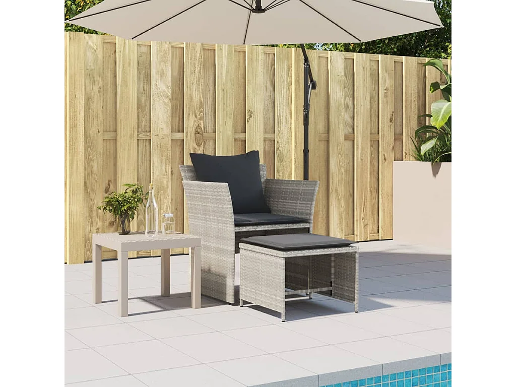 Sillón de jardín con reposapiés ratán sintético gris claro ES251892